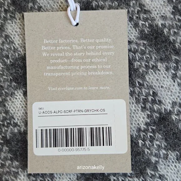 NWT Everlane Alpaca Patterned Scarf Grey Check Knit - Picture 4 of 9